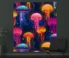 Black Light Tapestry Wall Hanging UV Reactive Psychedelic Jellyfish Hippie for Bedroom Dorm Indie Room Decor