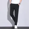 Pantaloni maschili estate sottile seta ghiacciata casual seta solida grigio nero normale fit classici business lavoro in stile coreano più pantaloni