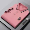 Hoogwaardige heren katoenen geborduurd polo shirt zomer highd zakelijke casual revers revers korte mouwen t -shirt top 240409