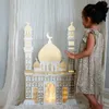 2024 Ramadan adventkalender Diy houten kasteel ornament voor Eid Mubarak Home Decorations Ramadan Kareem Muslim Islam Party Gifts 240403