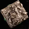 Decoratieve beeldjes China Antiek Pure koper zilverplaten Set Gemstone Nine Dragon Seal Jade