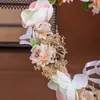 ヘッドピース白いピンクの花の花輪帽子の手作りの葉ヘッドバンドヘアアクセサリー女性ヘアバンド
