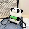 Backpacks Panda Plush Childrens Backpack Fashionable Animal Cute Backpack Casual Simple Adjustable Shoulder Strap Kawaii Girls and Boys Plush Bag Y240411