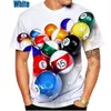 2024 Neues 3D-bedrucktes T-Shirt-Pool-Bälle Billard gedruckte Männer Frauen Hemd Casual Hemd lustige T-Shirts O-Neck Tops