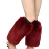 MXMA Women Winter Solid Color Furry Leg Warmers Harajuku Winter Leggings Boots Cuffs