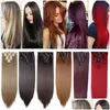 Hair Pieces S-Noilite Synthetic 8Pcs/Set 18Clips Clip In Extensions Long Straight Extension For Women 2102174097630 Drop Delivery Prod Otnut