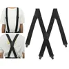 Tungt arbetssuspender för unisex män 37 cm bred xback med 4 plastgrisklaspar justerbara elastiska byxbyxor Brace 240401