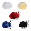 Headpieces dames fascinator hoed topper mesh sluier bloem veer parel kralen decor haar clips bruids cocktail hoofddeksel