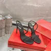 2024 Designer Casual Sandals Luxury Brand High Heels Clear Crystal Sparkling Women's Wedding Dress Shoes Long High High 8.5cm Sexy Party Shoes Skinny Heels 42