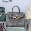 Designer Leather Bk Bags Handmade Crocodile Highgloss Plane 25 Bags 2024 Fashion Light Luxury Large Capacity Handbag