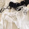 Soft Steel Ring Ultra Thin Rabbit Ears Gathering Vest Bra Set Underwear Sexy Embroidered Flash Lace Bralette with Underpants