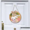 Fiori decorativi ghirlande Segno di porta d'ingresso di Pasqua Felice Adorabile resistente all'acqua resistente alla Giorna rustica Delivery Delivery Delivery Home Ga Otxco