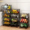 Cesti di stoccaggio a rotazione a portaoggetti impilabili cesti in metallo da cucina carrello carrello organizzatore di verdure di frutta con ruote