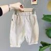 Pantalon printemps d'été pantalon décontracté coton enfants à rayures pantalons harem purs purs bébé garçons filles pantalon poches vêtements