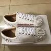 Casual Shoes White Leather Rivets Mens Low Top Lace Up Rubber Sole Flat Men Spikes Size47 Outside Leisure For Man