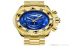 العلامة التجارية الفاخرة للأزياء الرياضية الكوارتز ساعة كبيرة الاتصال الفولاذ المقاوم للصدأ الرجال الذهب الساعات الغطس Waterproof عالي الجودة wristwatch do3598580