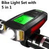 Light Bicycle Speedometer Light Bike Front Headlight MTB Computer Bicycle Flashlight IP4X 130dB Horn Alarm Bell Bike Accessories