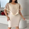 Robes de fête Femmes Élégantes paillettes paillettes Robe brillante printemps O Patchwork Office Mini Summer Clain Slim Bodycon