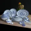 Jingdezhen blu e bianco in porcellana in porcellana ciotola ramen piatto vintage venderie da cucina vintage di cleps cinesi accessori da cucina