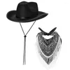 Basker Western Cowboy Hat Bandanas Scarf Women Party Outfit Fashion Costume Headwear