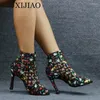 Buty taneczne Wuxijiao Laser Mesh TRICOLOR Latin Ladies Salas Ballroom Waltz High Heels