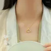 Pendant Necklaces Inlaid Natural Hetian Auspicious Cloud Lock Necklace Chinese Style Retro Temperament Women Accessories