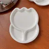 Piatti semplici piastra ceramica a forma di tulipano di colore solido a tre griglie pranzo per pranzo frutta vegetale di frutta personale oggetti personali