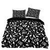 Set di biancheria da letto Pattern White Pattern copripiumino Copertura elegante set nero set doppia dimensione doppia con federa per tessili di casa semplicemente in stile