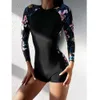 Summer New Long Sleeved Swimsuit Conservative Sunscreen Surfing Suit One Piece