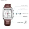 Armbandsur Megir Mens Business Wrist Rectangular Quartz Militär Vattentät lysande läder Casual Moda Clock Reloj Hombre