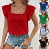 Camicette da donna da donna Summer Cash Shirt Square Collar Pullover Flying Pullover Tops Sollit Fit Bloughe Streetwear