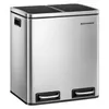 Garbage Can, Steel Pedal Recycle Bin with Lid and Inner Buckets, for Small Kitchens, Fingerprint-Proof,