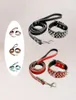 Hundhalsar Leases Padded Leather Studded Spiked Collar Leash Set för S M L Dogs9188714