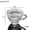 Fincan tabakları houseeyou Avrupa retro oyulmuş çiçek cam çay fincan tabağı seti 240ml çay fincanları kahve gelişmiş porselen sevgililer kupa