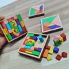 1/12 Симпатичные строительные блоки Tangram Miniature Dollhouse Mini The Veven Peece Puzzle for Barbies BJD Docl House Accessories Decor