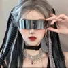 Y2K Sezasas Cyber Gafas de sol Mujeres Punk Future Technology Goggles Gafas Party Gafas Cyberpunk Shades 2000s Gafas de Sol