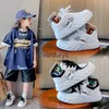 Sneakers 2024 Zomer Nieuwe kinderschoenen Koreaanse editie Girls Single Mesh Soft Sole Board Boys Casual Big Trend H240411