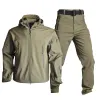 Брюки ветропроницаемая куртка + брюки Airsoft Paintball Camouflage Softshell одежда водонепроницаемая тактическая куртка грузовой брюки
