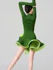 Scena odzież 2024 Green Green Latin Dancing Performance Dress Chacha samba taneczna spódnica Bodysuit Bodysit Costume VDB8055