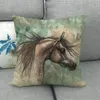 Abstract Horse Pillow Case Brown Horse Linen Decorative Pillowcase for Pillow Decorative Cushions for Elegant Sofa Pillow Cover