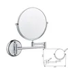 Bathroom Makeup Mirrors 6 inch Wall Mounted Bathroom Mirror 360 Degree Telescopic Folding 2-Face Double Bath Cosmetic Mirrors