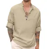 Camicie casual maschile a maniche lunghe Data di business indossa primavera estate e lino di cotone in cotone solido tops sciolti