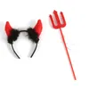 Halloween Devil/Angel Costume Devil/Fraiy Wing, Diabo Horn Head Bandal, Wand Costume Acessórios para Festa de Cosplay