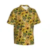 Camisas casuais masculinas Camisa de férias selvagem de girassol Flores amarelas imprimir verão masculino fria blusas de manga curta y2k roupas de padrão engraçado