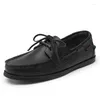 Casual Shoes Men Quality Leather Loafers Genuine Business Dress Slip On Outdoor Driving Foot Covering Bean