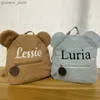 Backpacks Personalized Name Colorful Bear Plush Backpack Bag for 3-6 Kidfor Girls and Boys Y240411