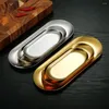 Plates Stainless Steel Dining Plate Nordic Nut Fruit Cake Tray Oval Western Steak Dish Gold Sliver Towel Kitchen