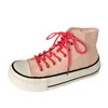 casual shoes women canvas shoe lace up pink black red brown Beige breathable Comfortable high top sneaker GAI