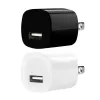 5V 1A US AC Home Travel Wall Charger Plug -adapter för iPhone Samsung HTC Xiaomi Android -telefon Vit svart högkvalitativ telefonladdare LL