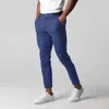 Calça masculina homens calças casuais, elegantes negócios de ajuste slim com bolsos elásticos da cintura formal para o estilo de conforto